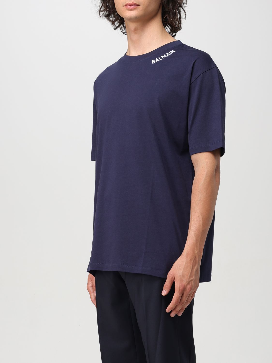Shop Balmain Logo Embroidered Crewneck T-shirt In Black