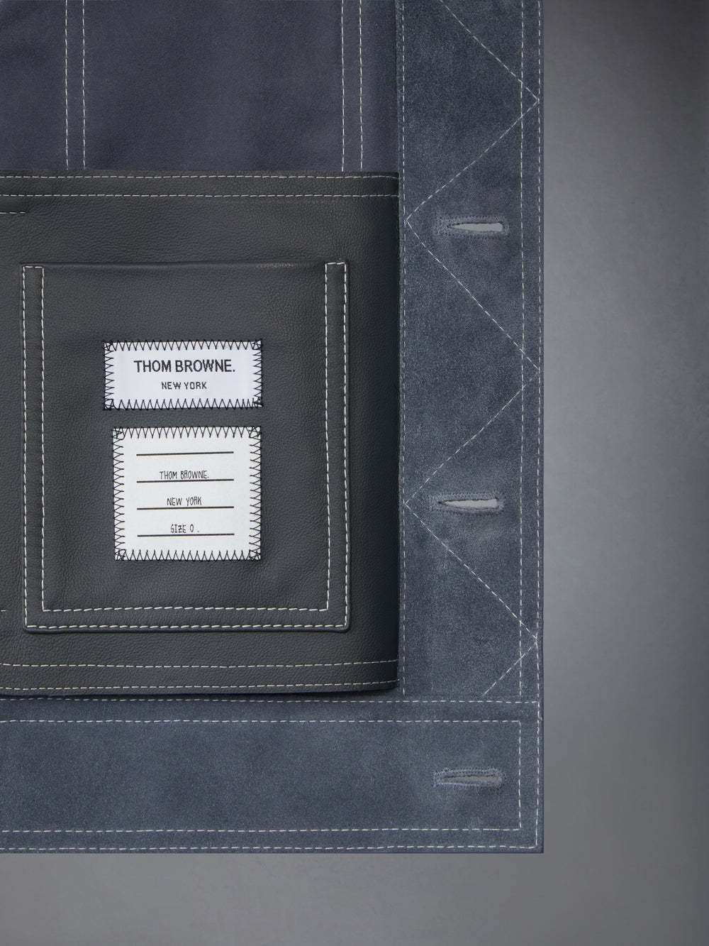 Thom Browne Suede Backstrap Utility Jacket In Gray