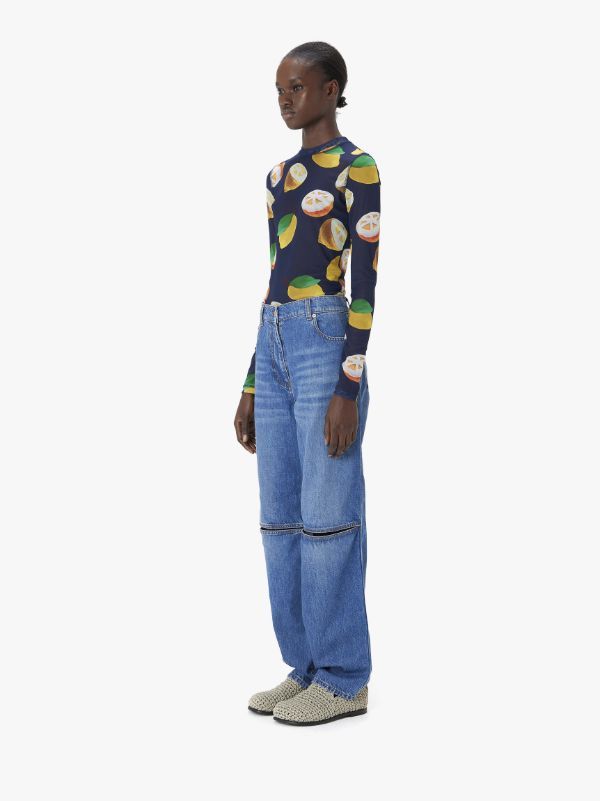 Jw Anderson Long Sleeve Mesh Top In Black