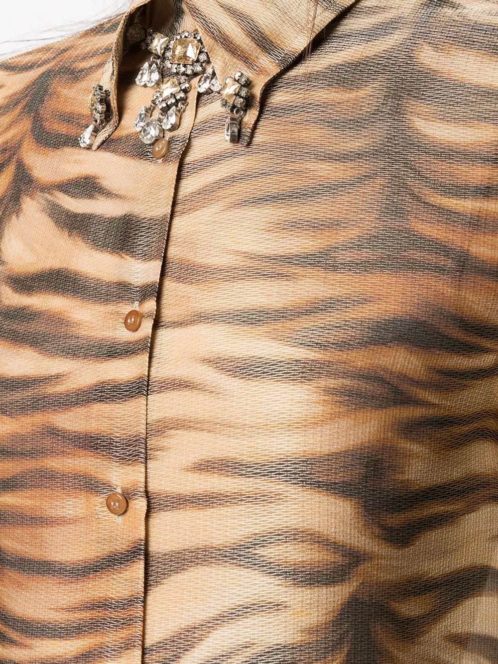 Ermanno Scervino Tiger Print Shirt In Brown