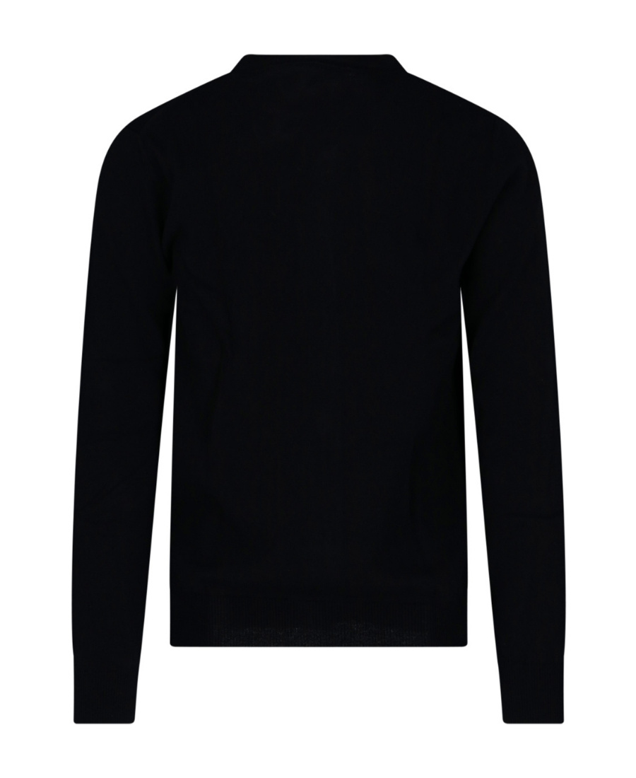 Comme Des Garçons Play Midnight Wool Cardigan With Ribbed Hem In Black
