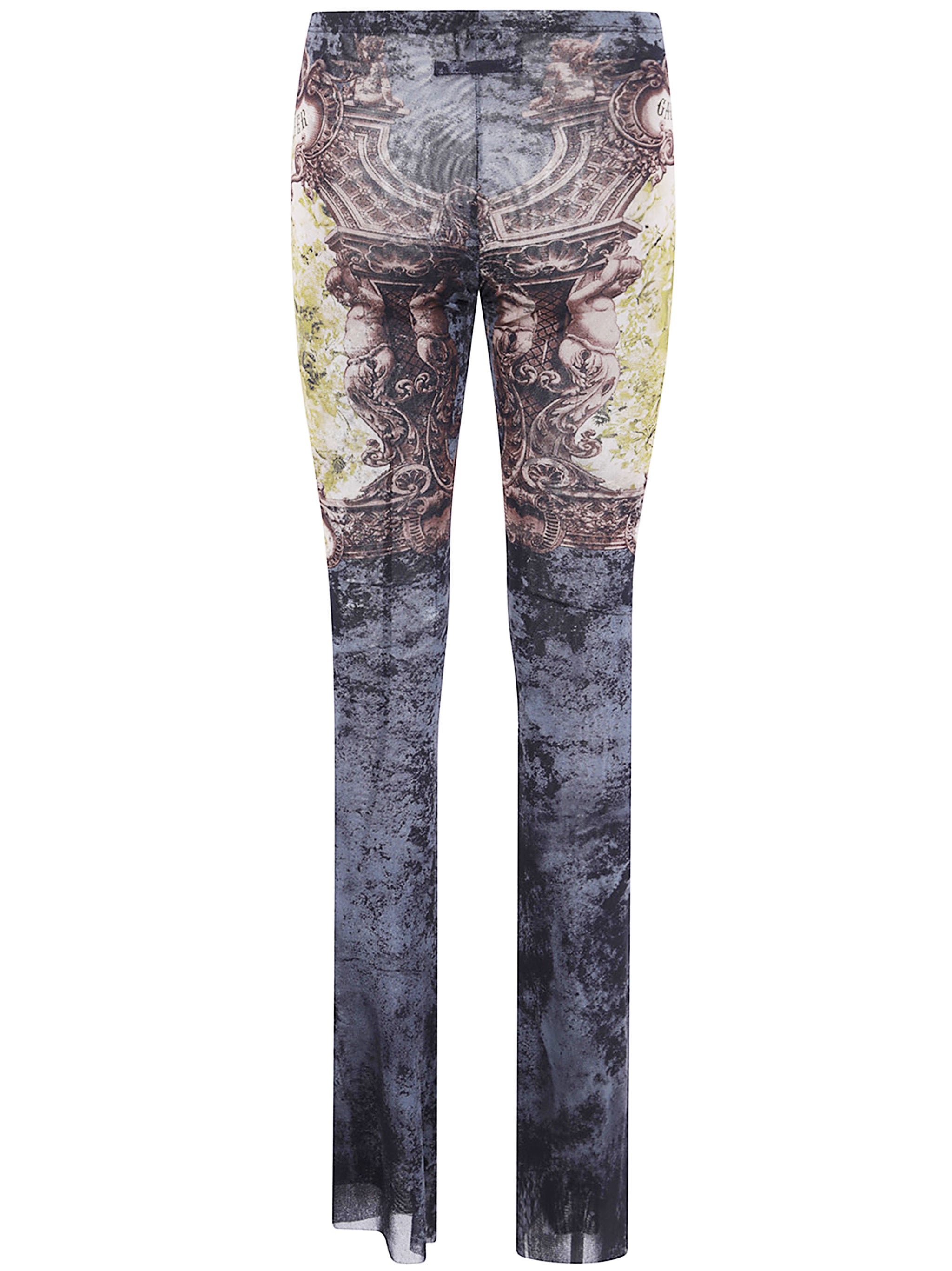 Jean Paul Gaultier Printed Medallion Mesh Trouser In Multi