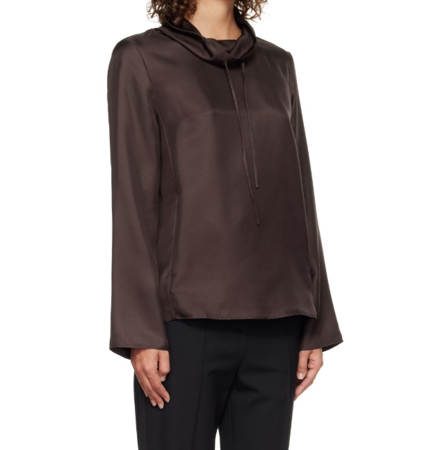 Loulou De Saison Brown Cyna Silk Blouse In Brown