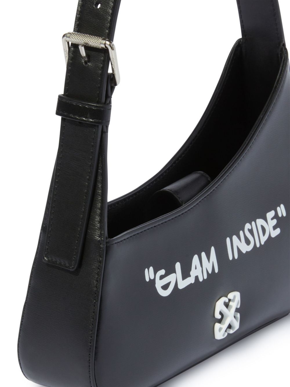 Off-white Jitney Quote Leather Shoulder Bag In Black