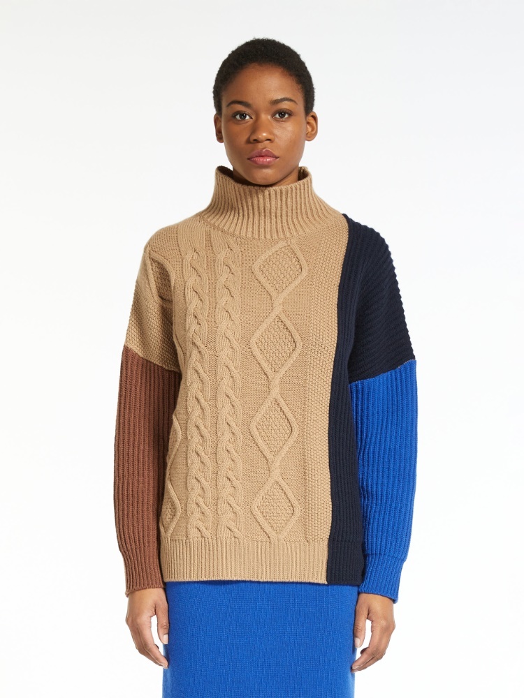 Weekend Max Mara Lambert Shearing Wool Sweater In Brown