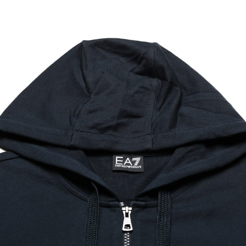 Ea7 Logo-printed Hooded Hoodie In Black