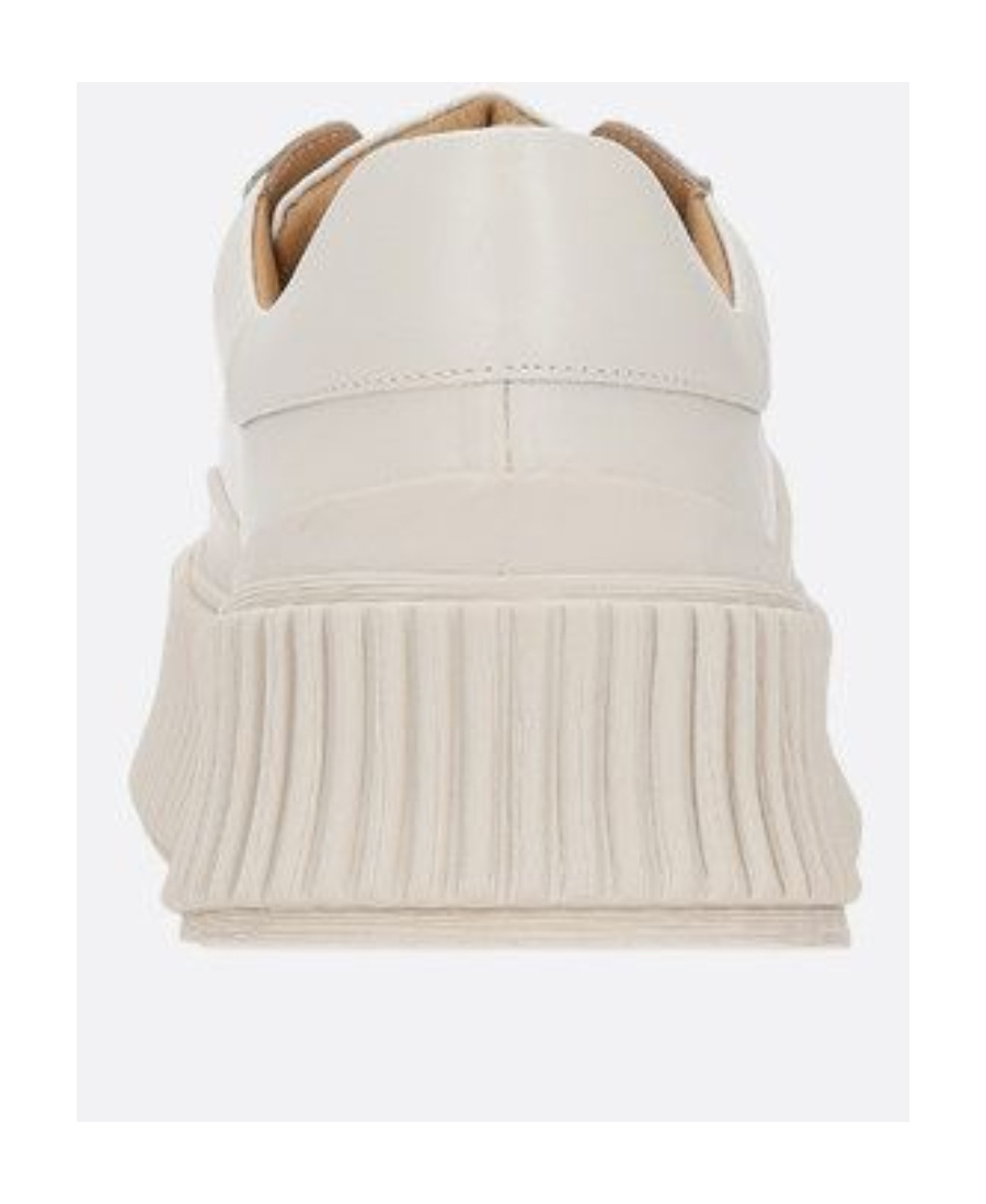Jil Sander Light Beige Leather Chunky Rubber Platform Sole Sneaker In Nude