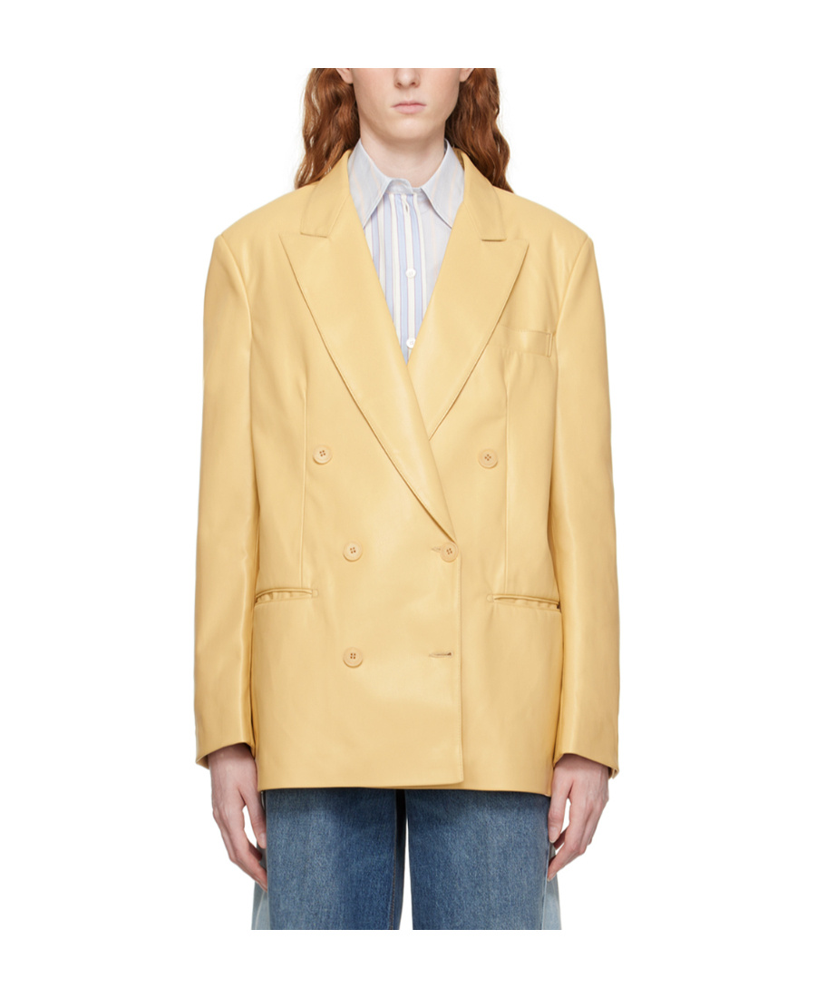 Stella Mccartney Yellow Oversized Faux-leather Blazer In Nude