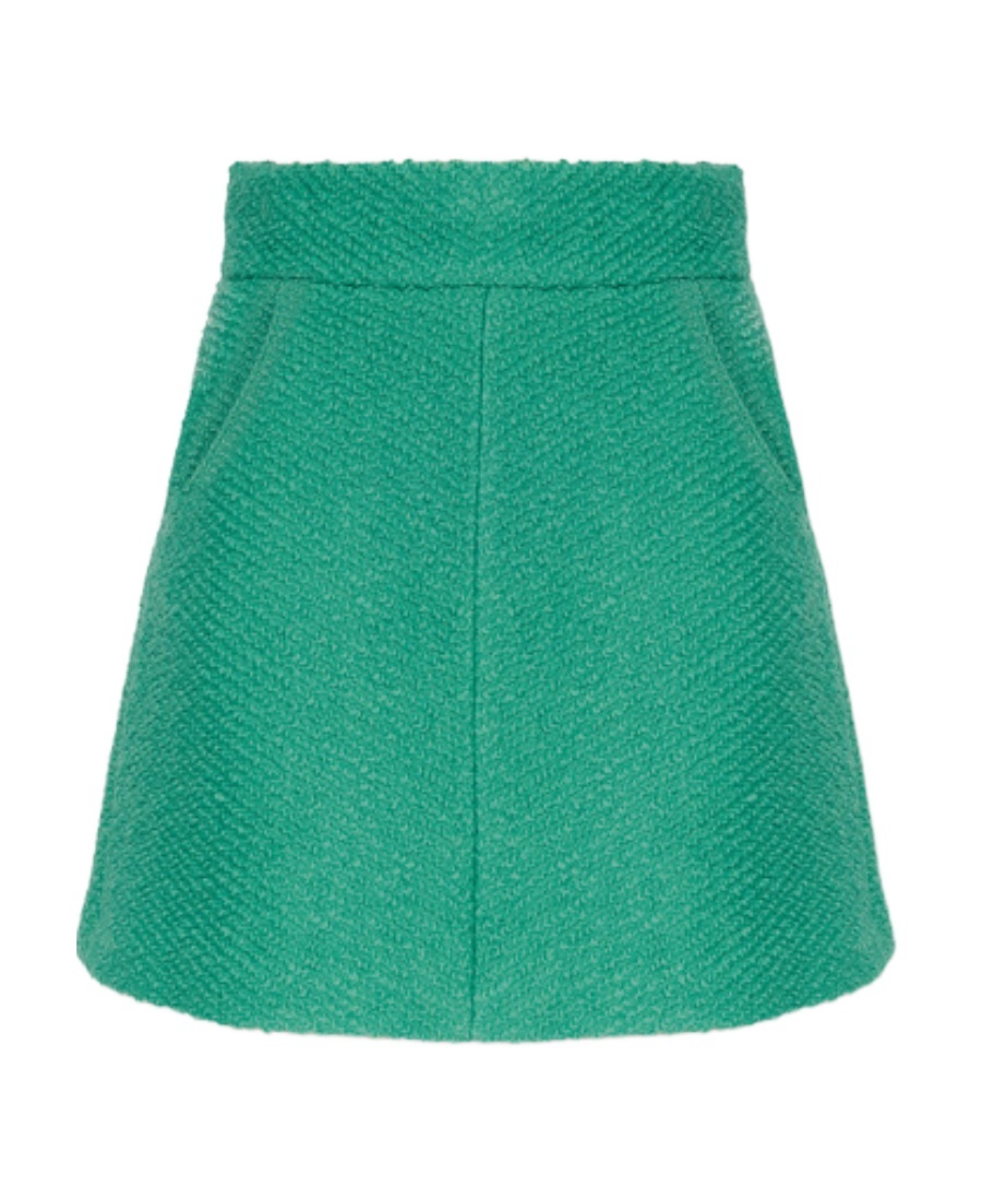 Red Valentino A-line Wool-blend Mini Skirt In Green