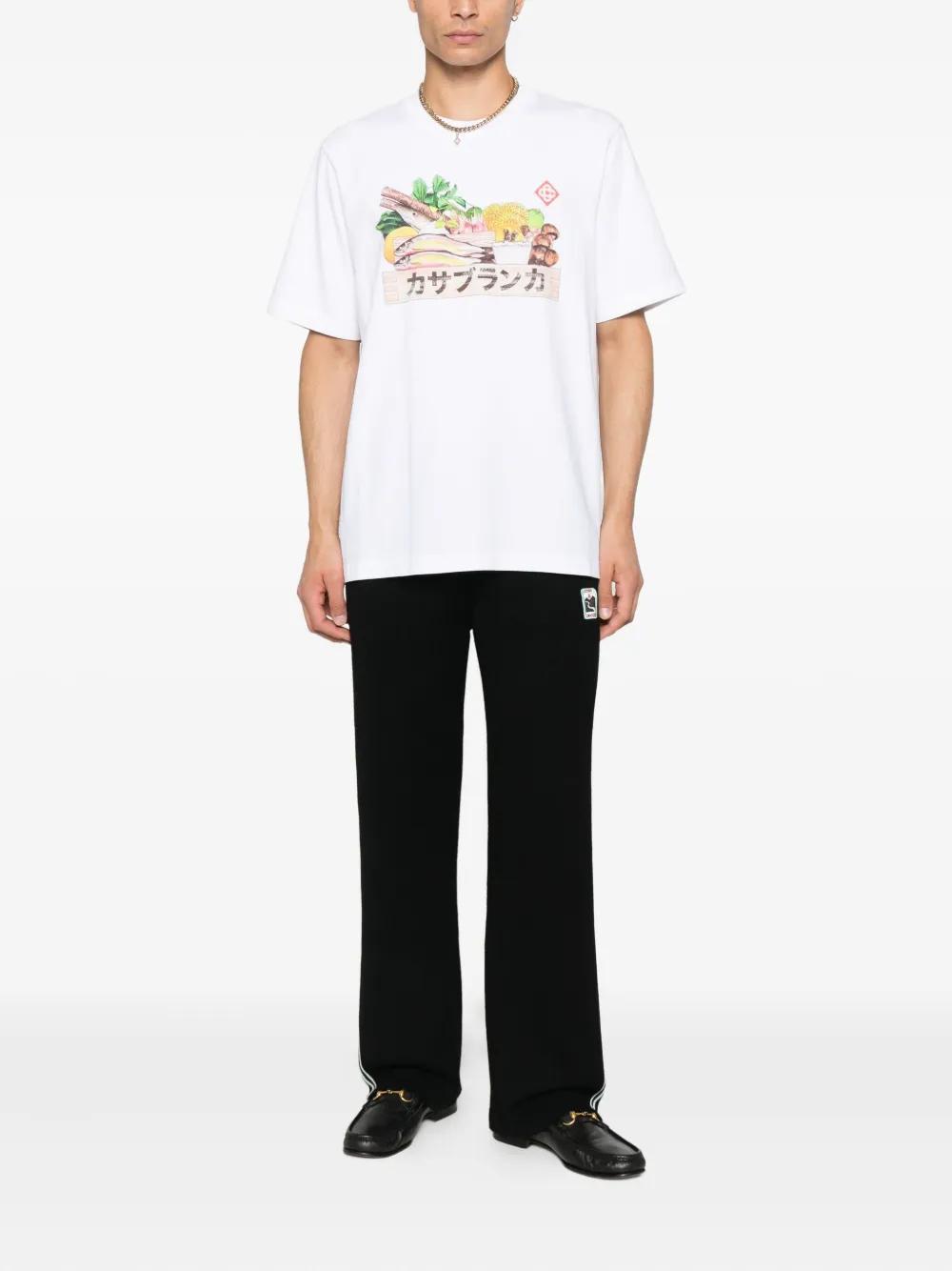 Casablanca White Cotton Short-sleeved T-shirt With Graphic Print In White