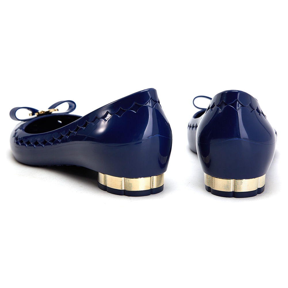 Ferragamo Navy Blue Bow Ballet Shoes In Blue