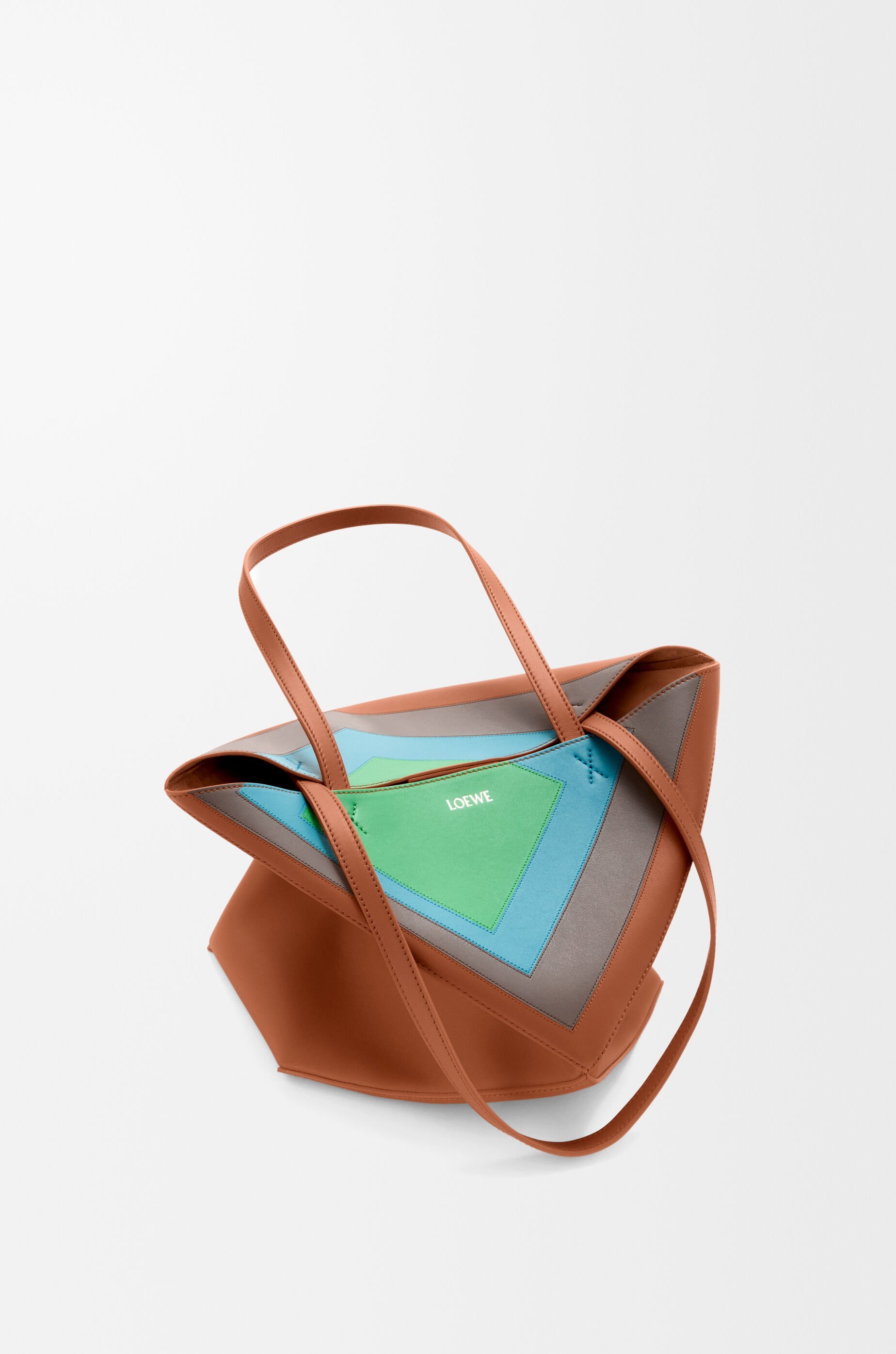 Loewe Puzzle Fold Convertible Medium Leather Tote In Multi