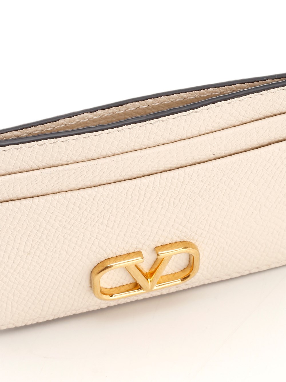Valentino Vlogo Leather Cardholder In Nude