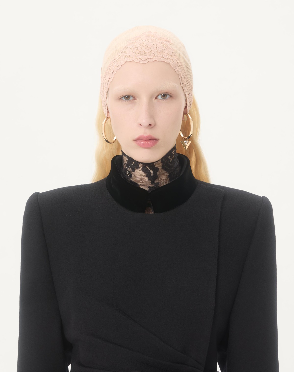 Valentino Velvet Bow Double-breasted Wool-cashmere Long Coat In Black