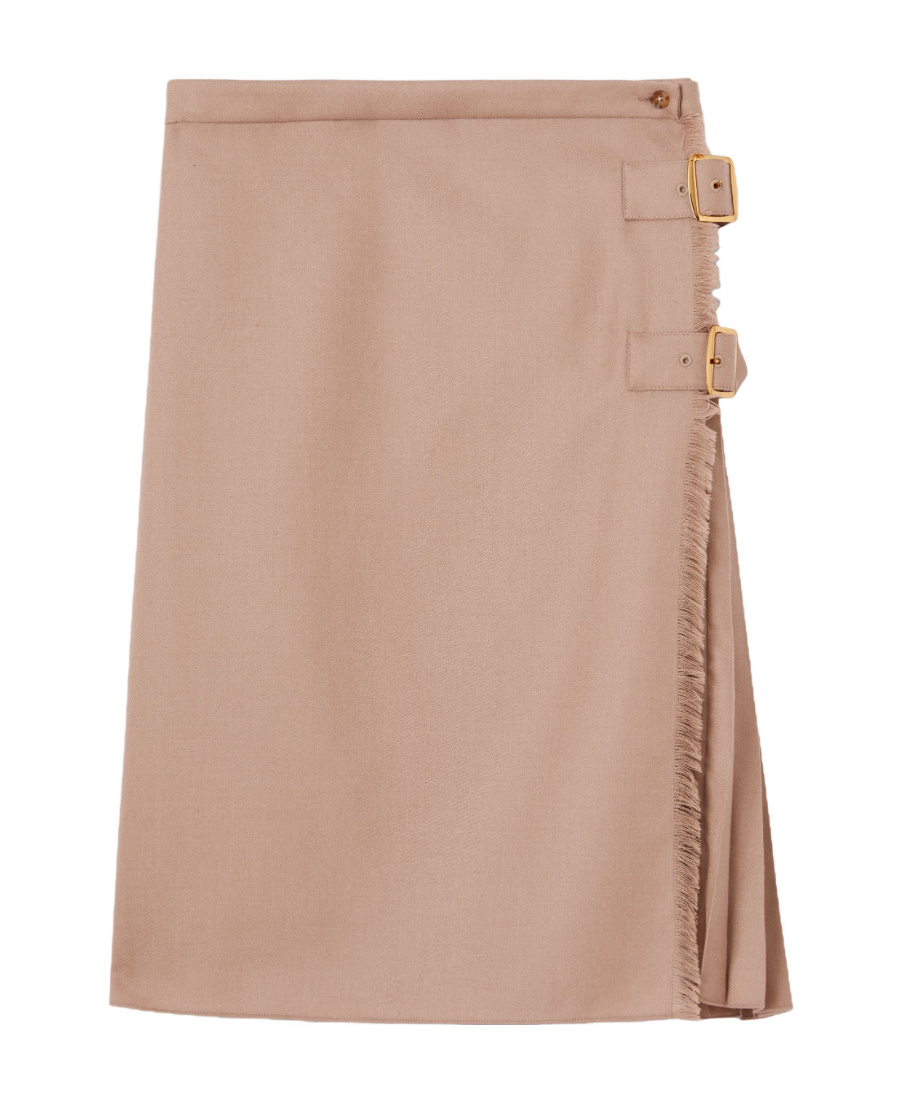Burberry Pleated Panelled Kilt In Nude