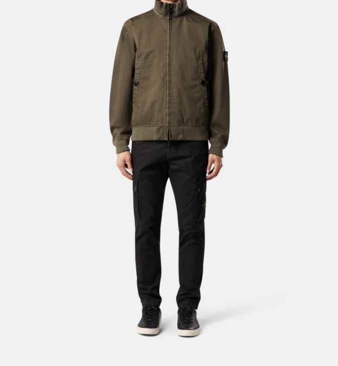Stone Island Compass-patch Bomber Jacket In Military Green