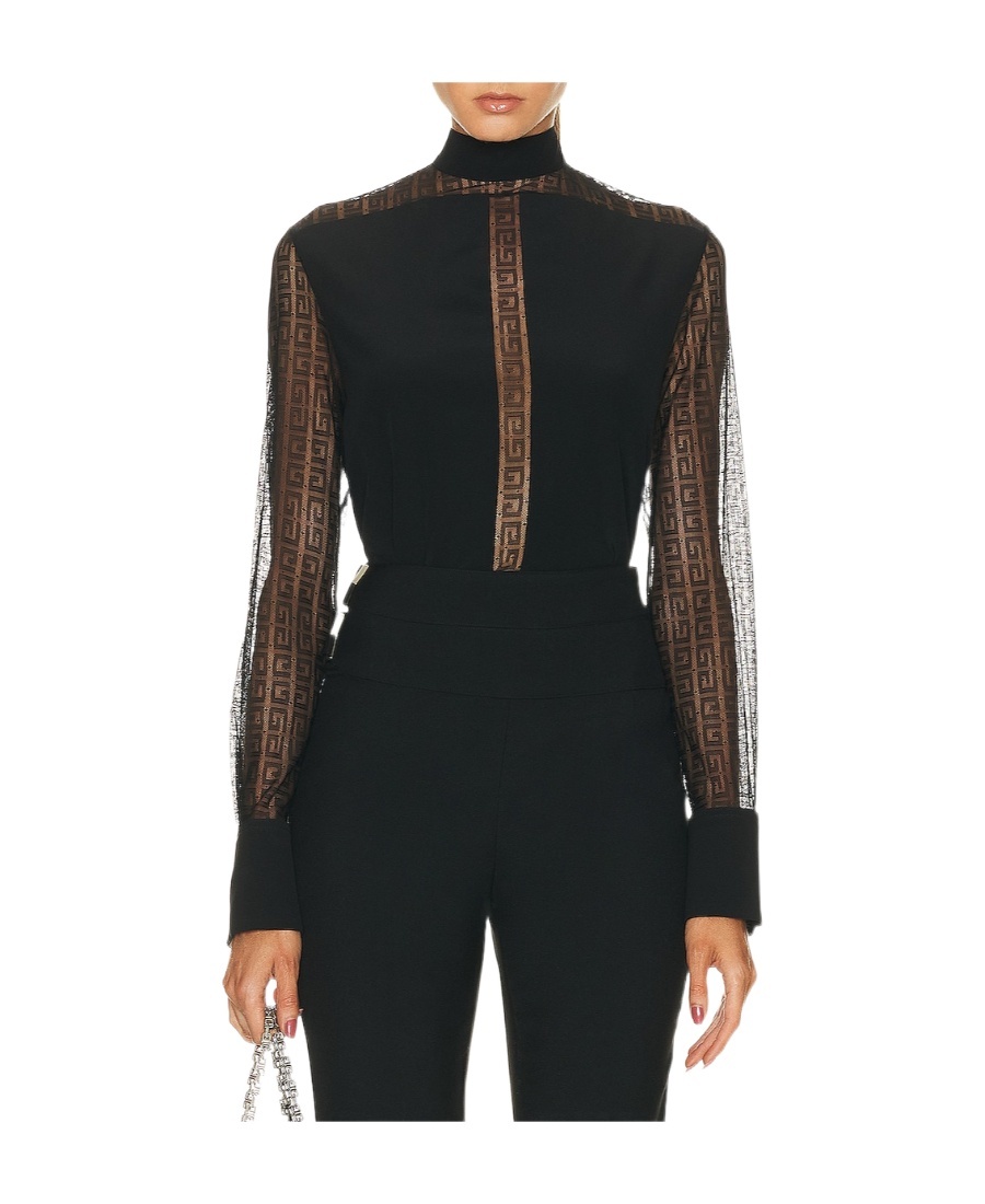 Givenchy 4g-pattern Silk Blouse In Black