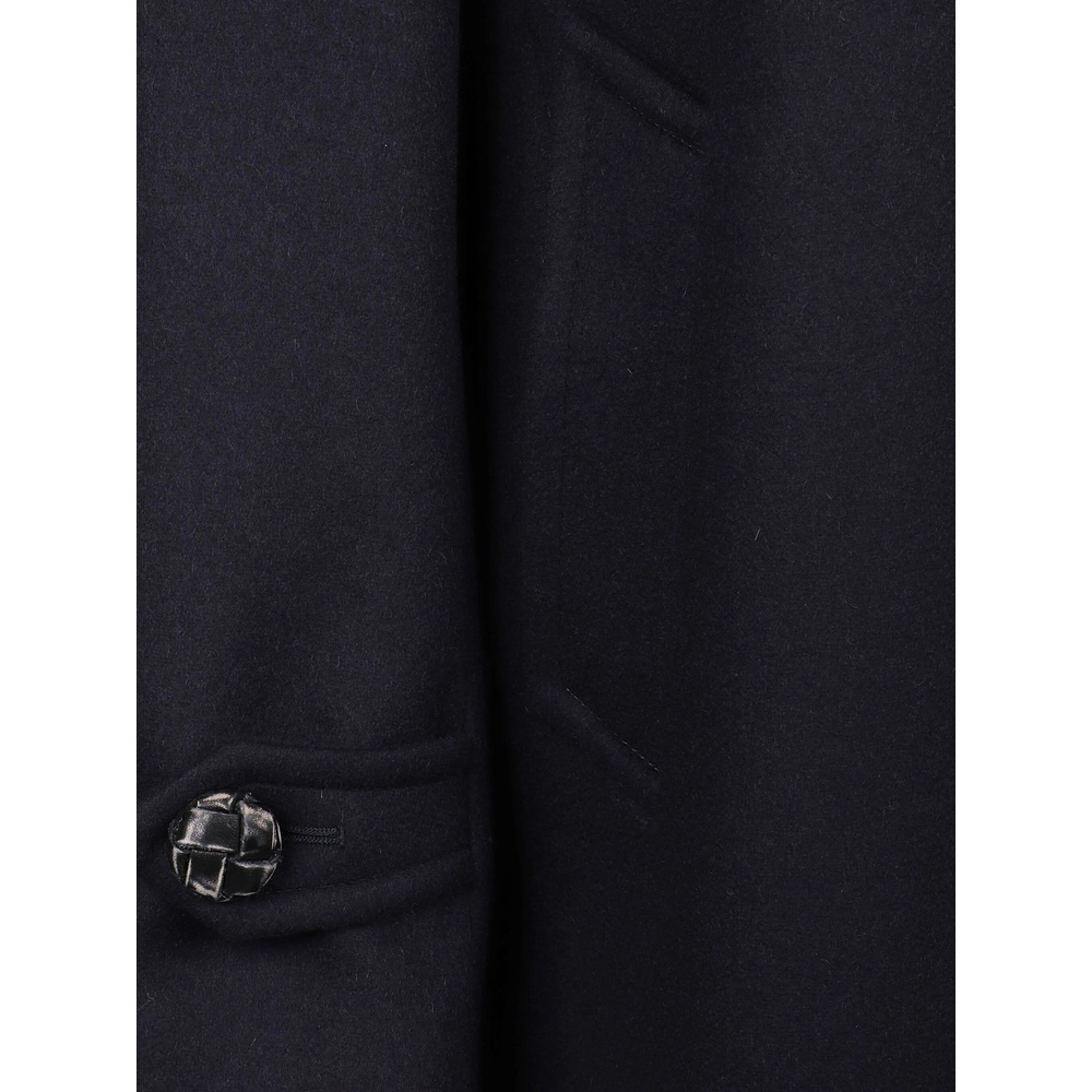 Prada Coat With Button Detailing And Side Pockets In Blue