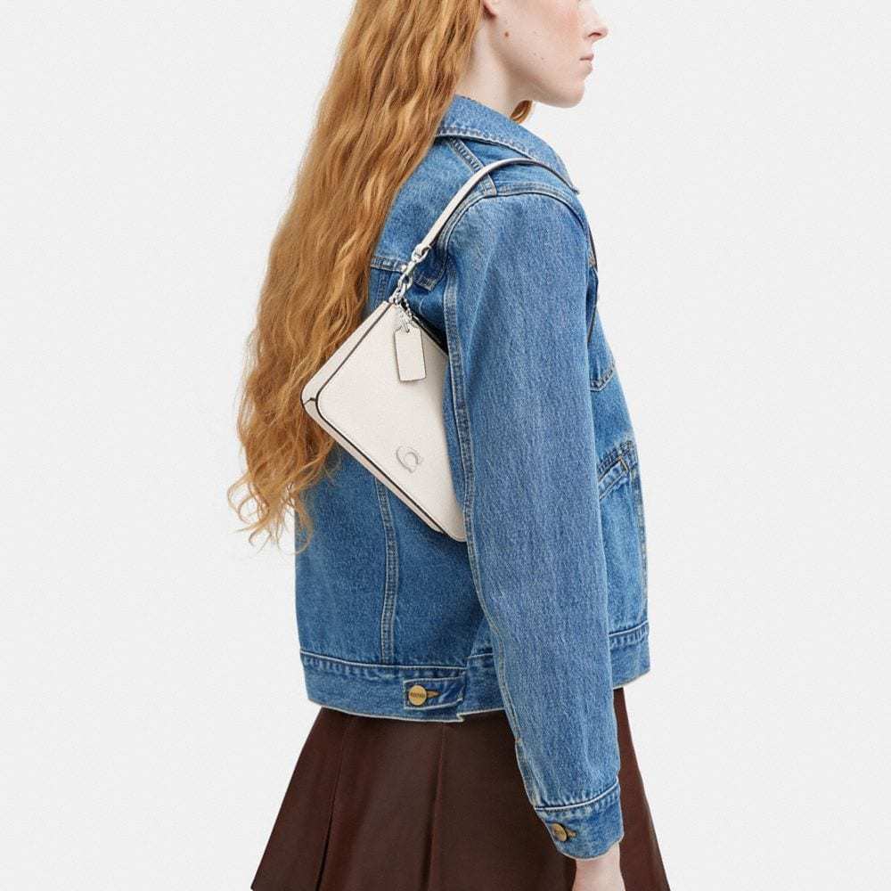 Coach Pouch Grained-leather Shoulder Bag In White
