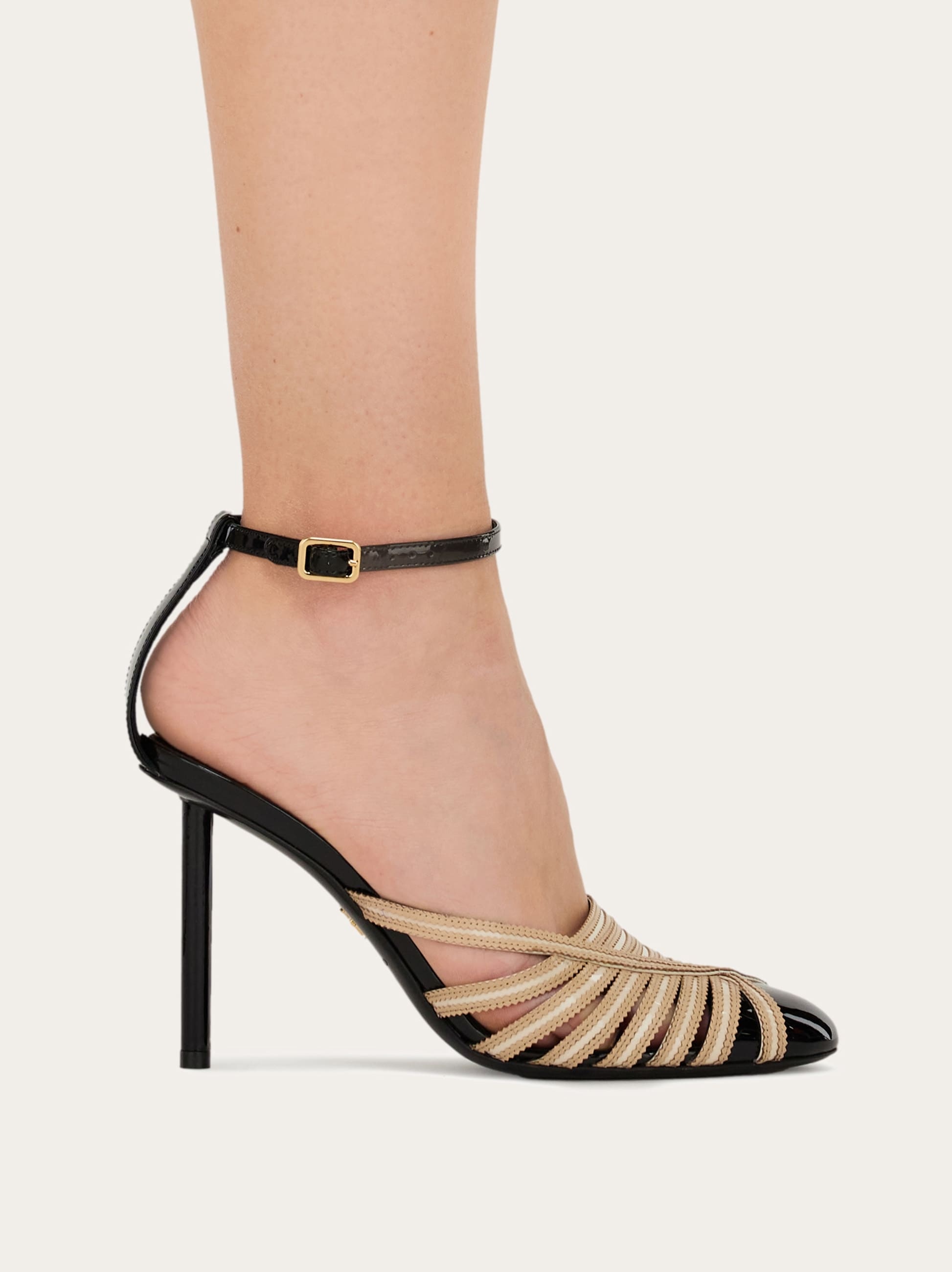 Ferragamo High-heeled Sandals With Thin Ankle Straps In Black