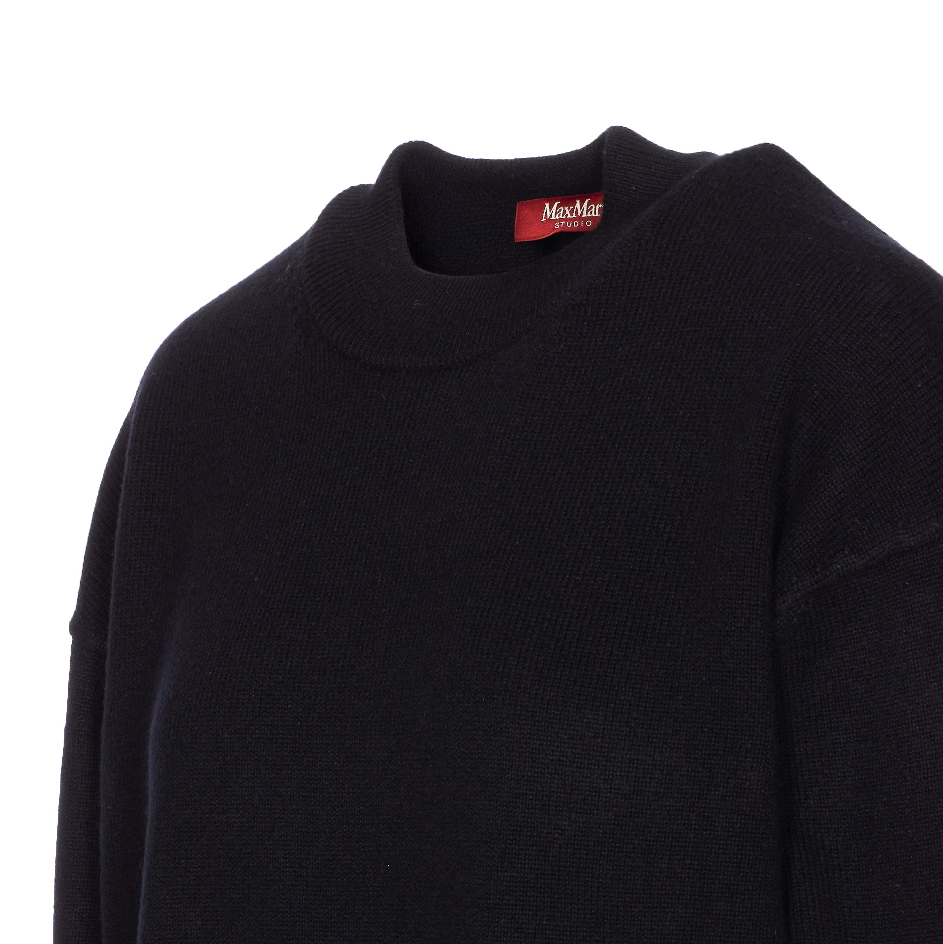 Max Mara Crew-neck Side-split Sweater In Black