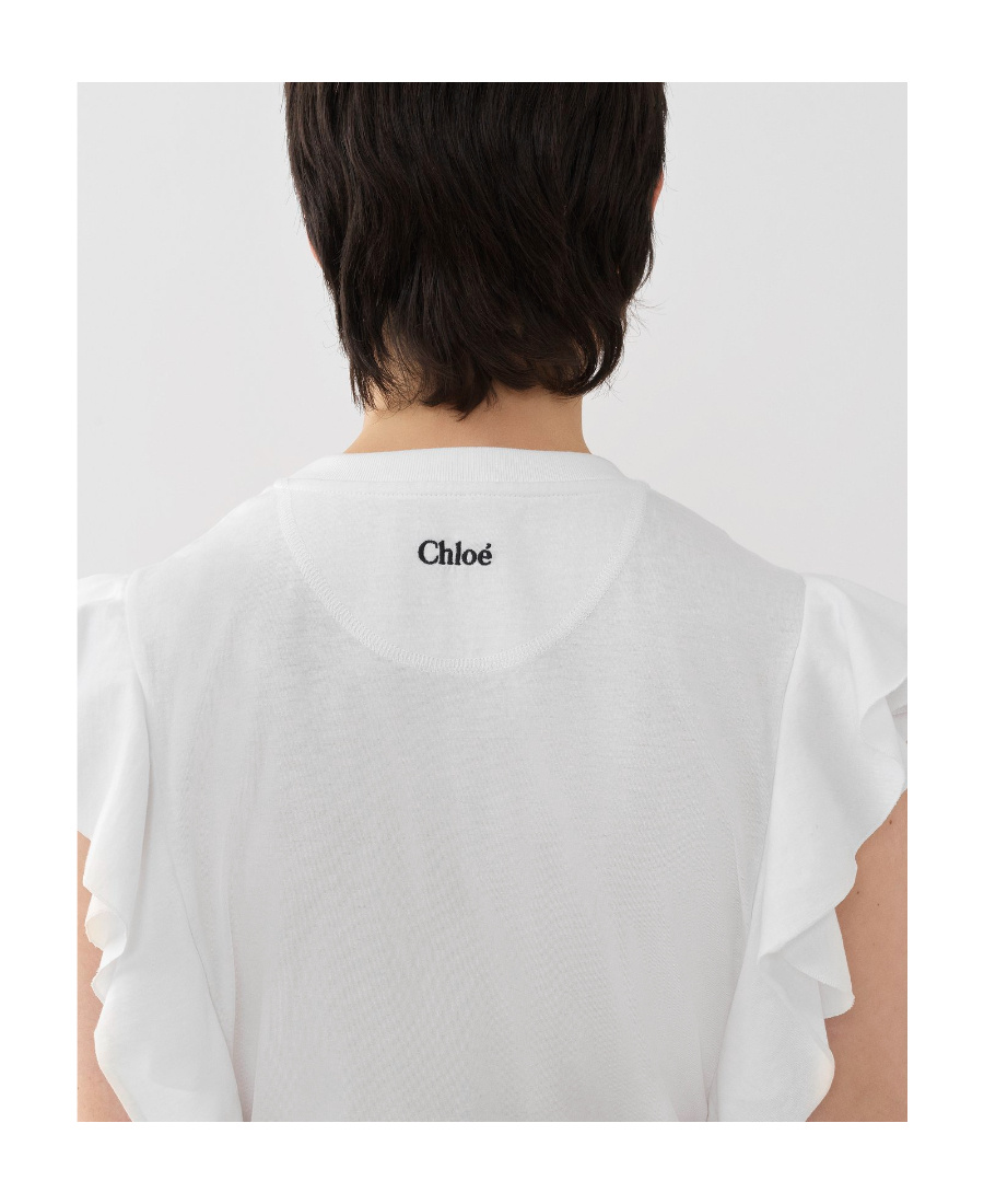 Shop Chloé Gathered-detail Sleeveless Top In White