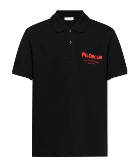 Alexander Mcqueen Alexander Mc Queen "mc Queen Graffiti" Polo Shirt In Black