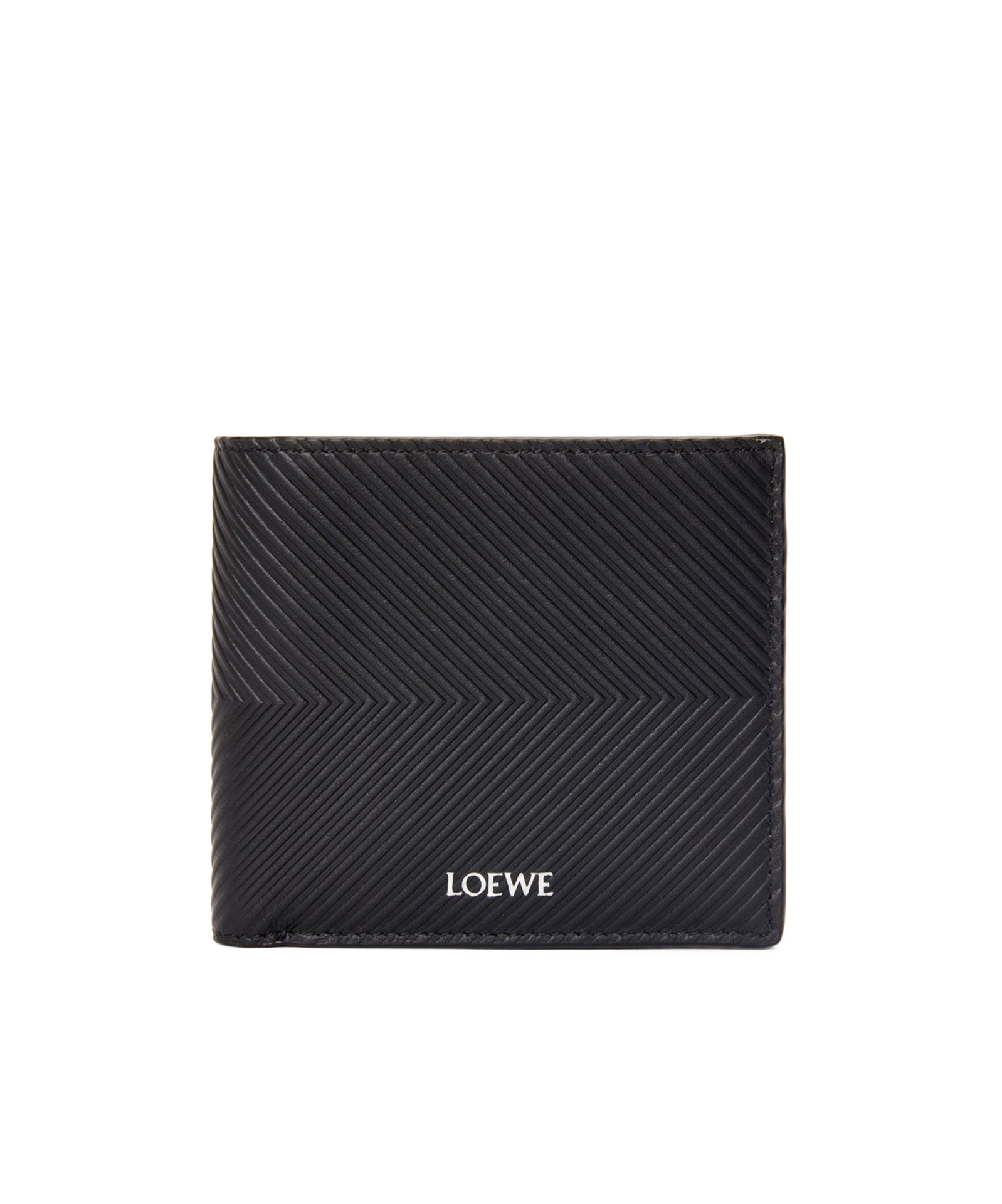 Loewe Texture Calfskin Double Fold Wallet In Black