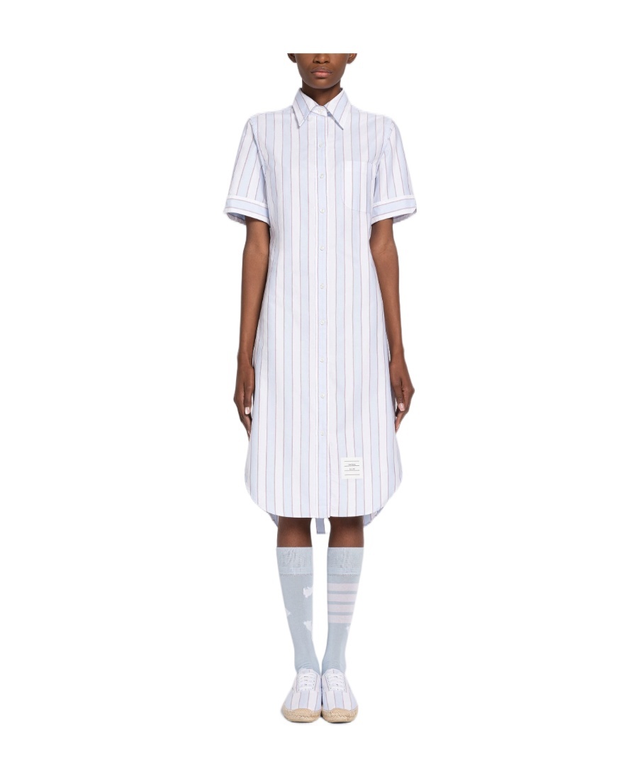Thom Browne Striped Poplin Shirtdress In White