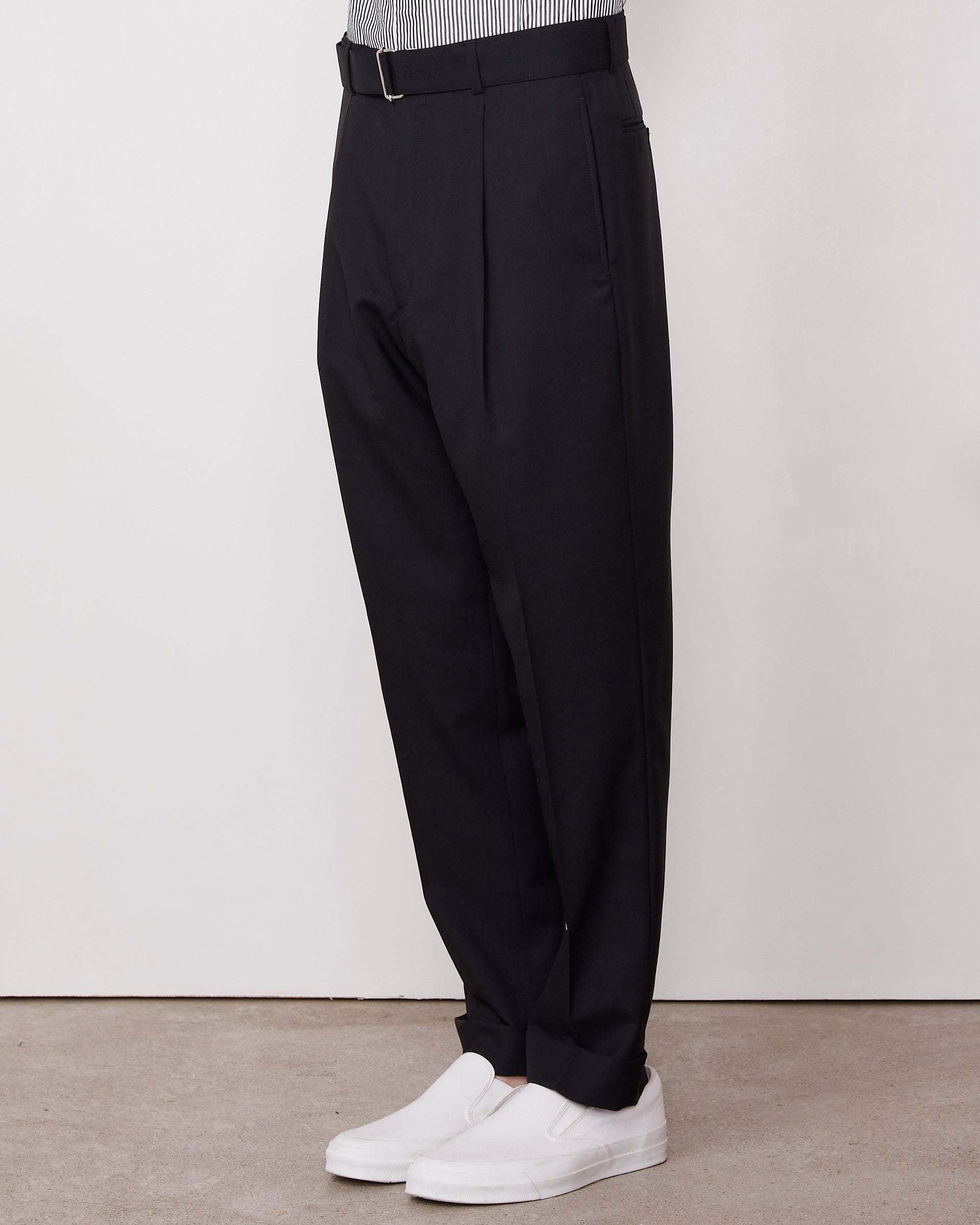 Officine Generale Hoche Slim Fit Wool Pants In Black