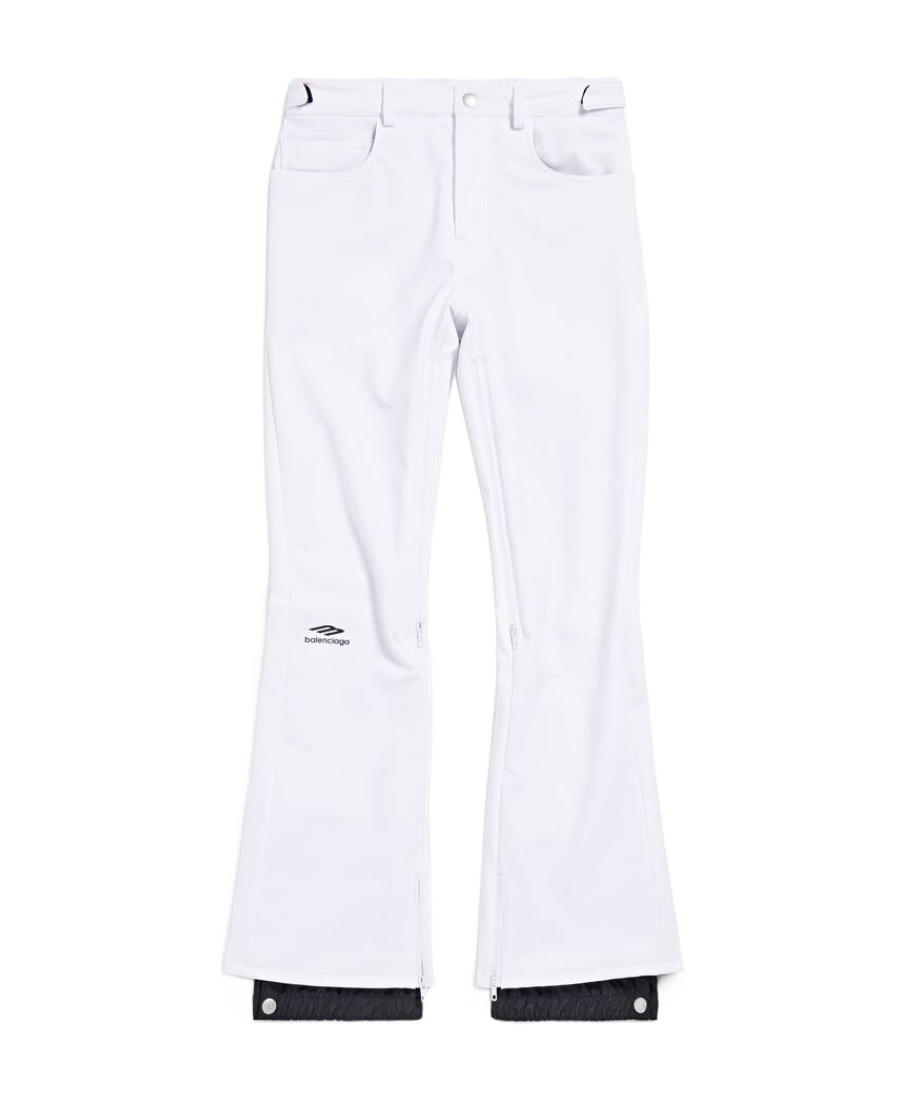 Balenciaga Logo-print Press-stud Flared Trousers In White