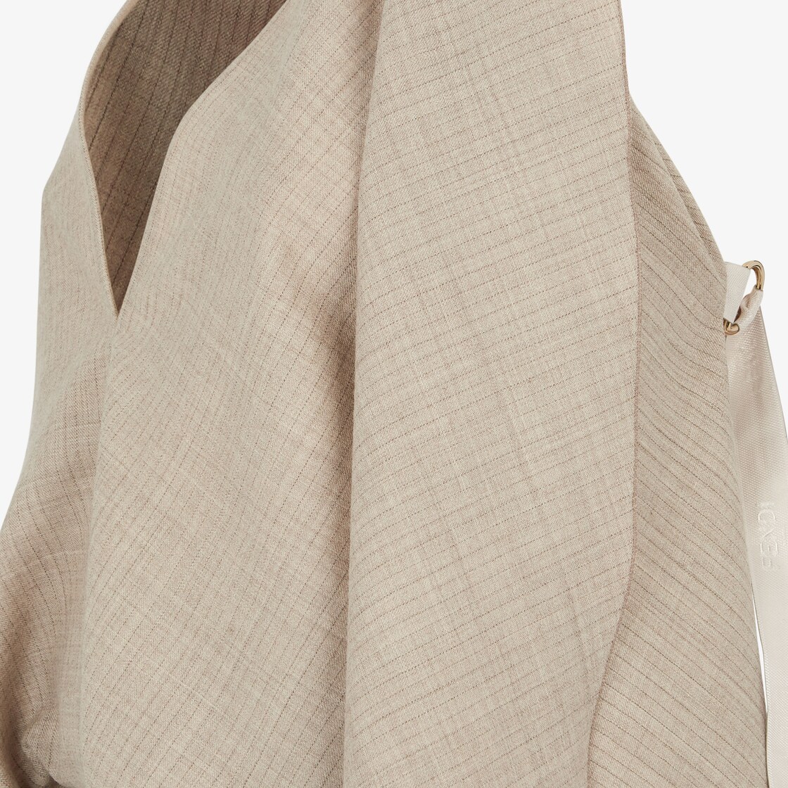 Fendi Wool Dress With Back Logoed Ribbon In Nude