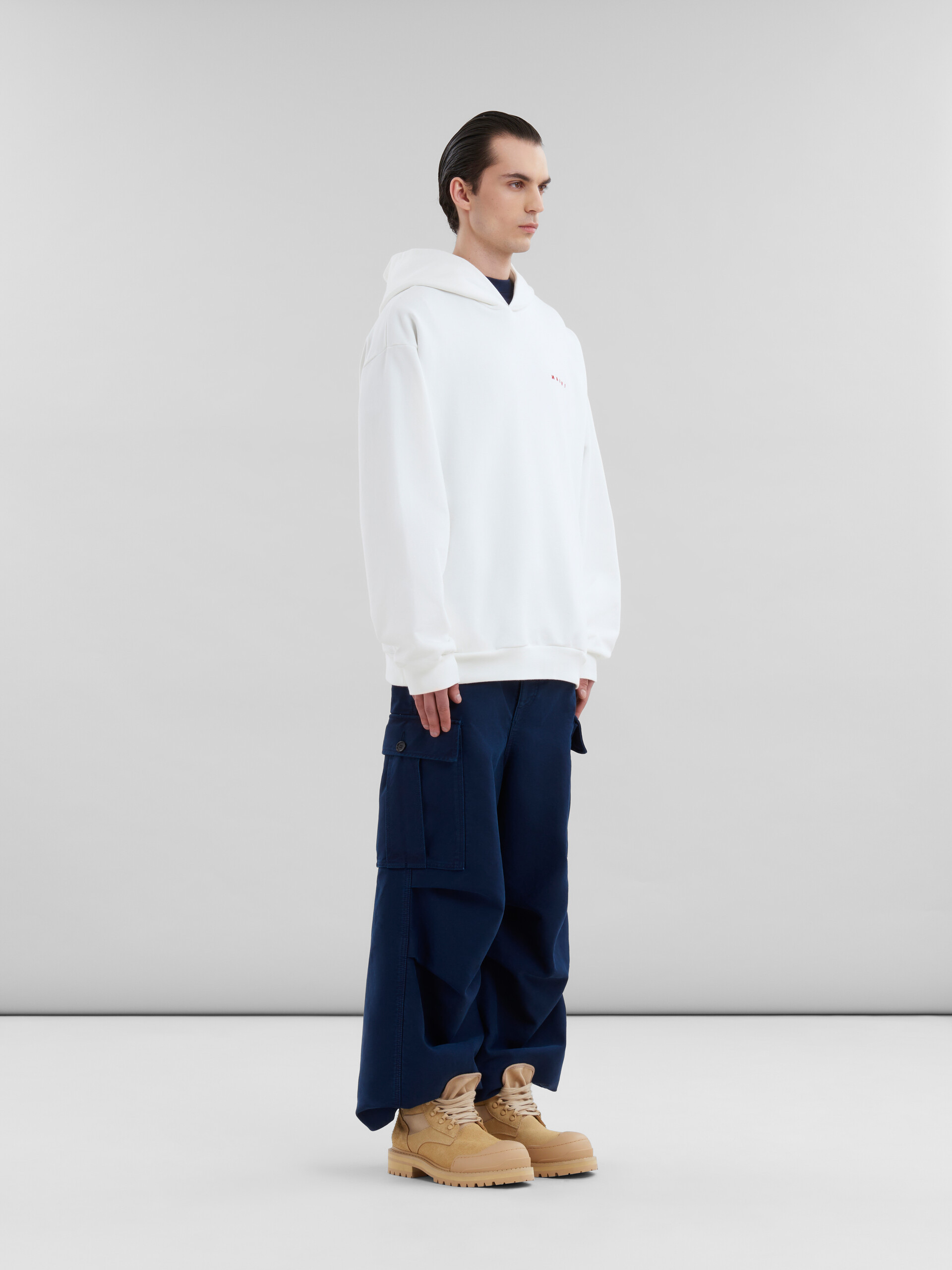 Marni Logo-print Cotton Hoodie In White