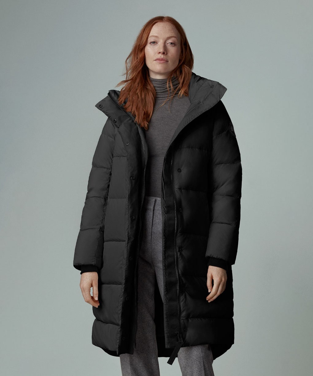 Canada Goose Byward Midi Puffer Coat In Black