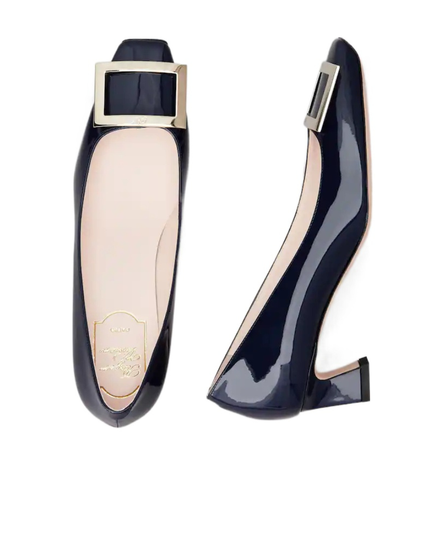 Roger Vivier Belle Vivier Patent Pumps With Metal Buckle In Black