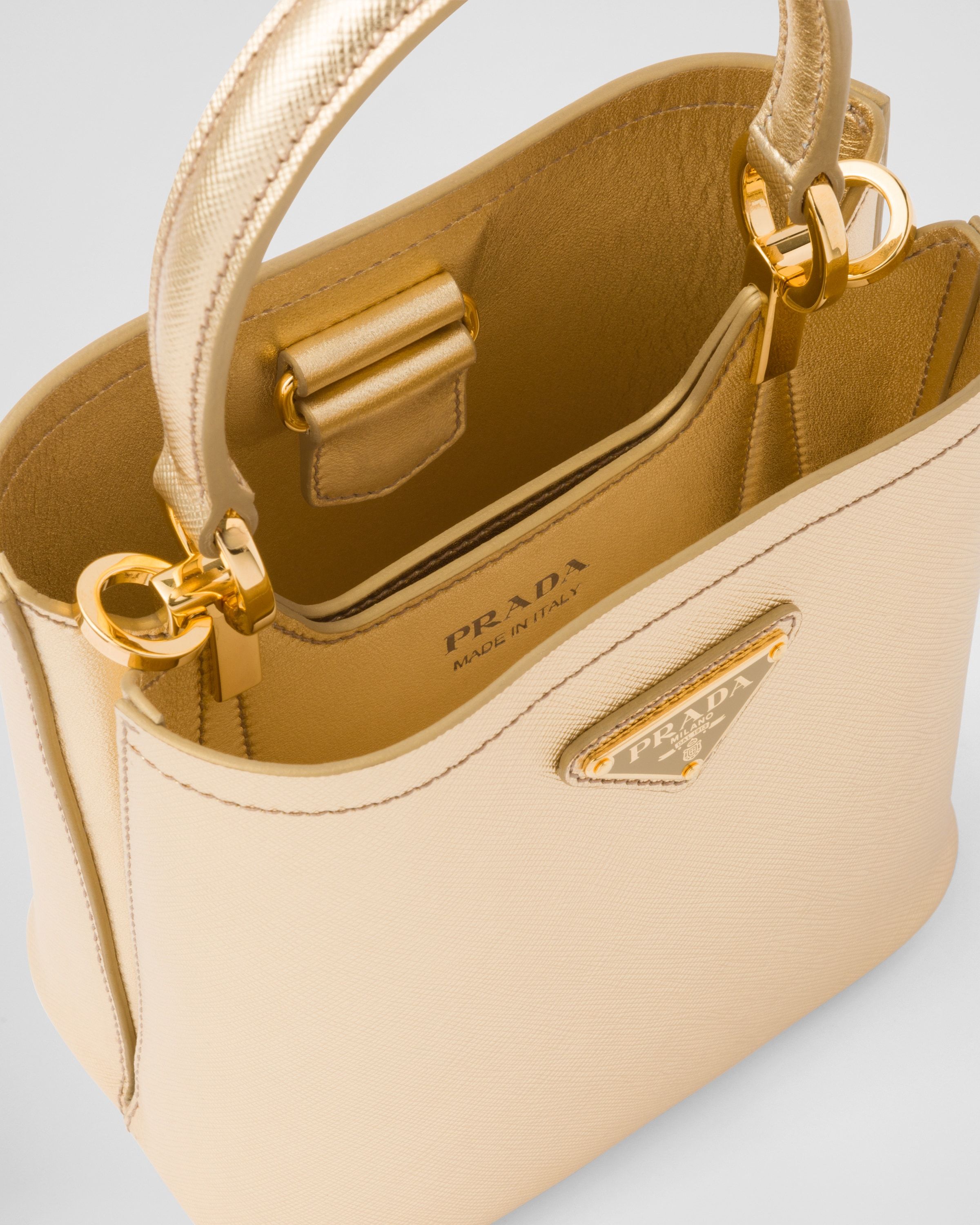 Prada Panier Saffiano Leather Mini-bag In Neutral