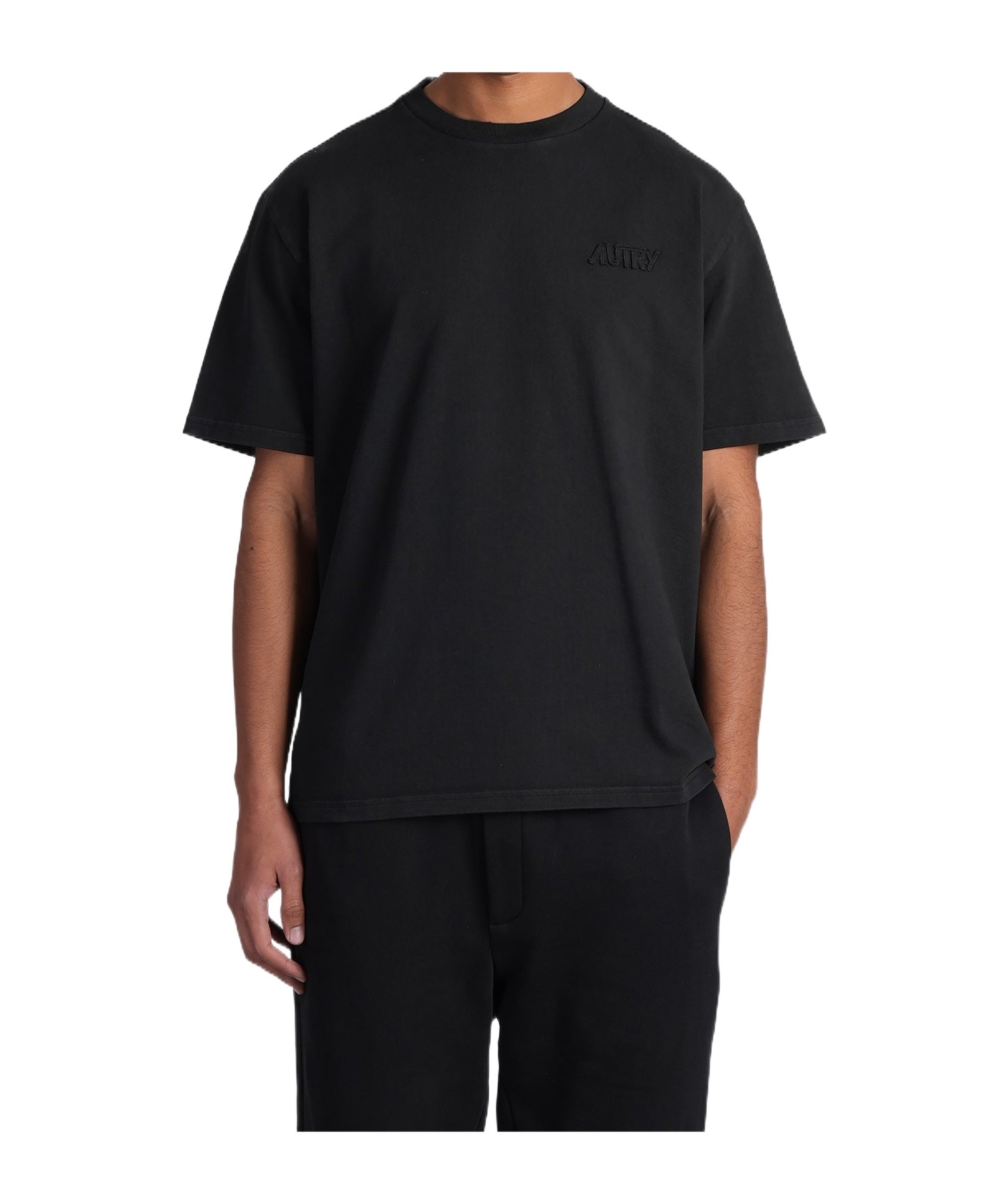 Autry Crew Neck Logo Embroidered T-shirt In Black