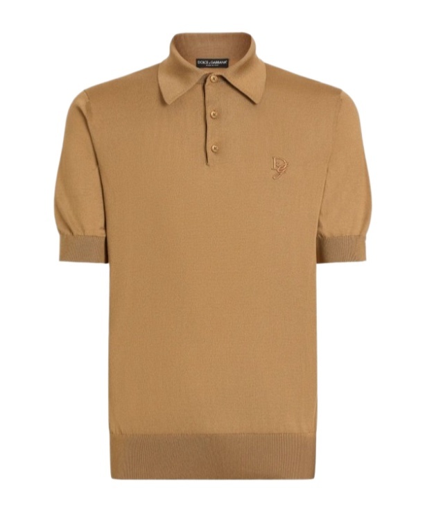 Dolce & Gabbana Logo-embroidered Polo Shirt In Nude