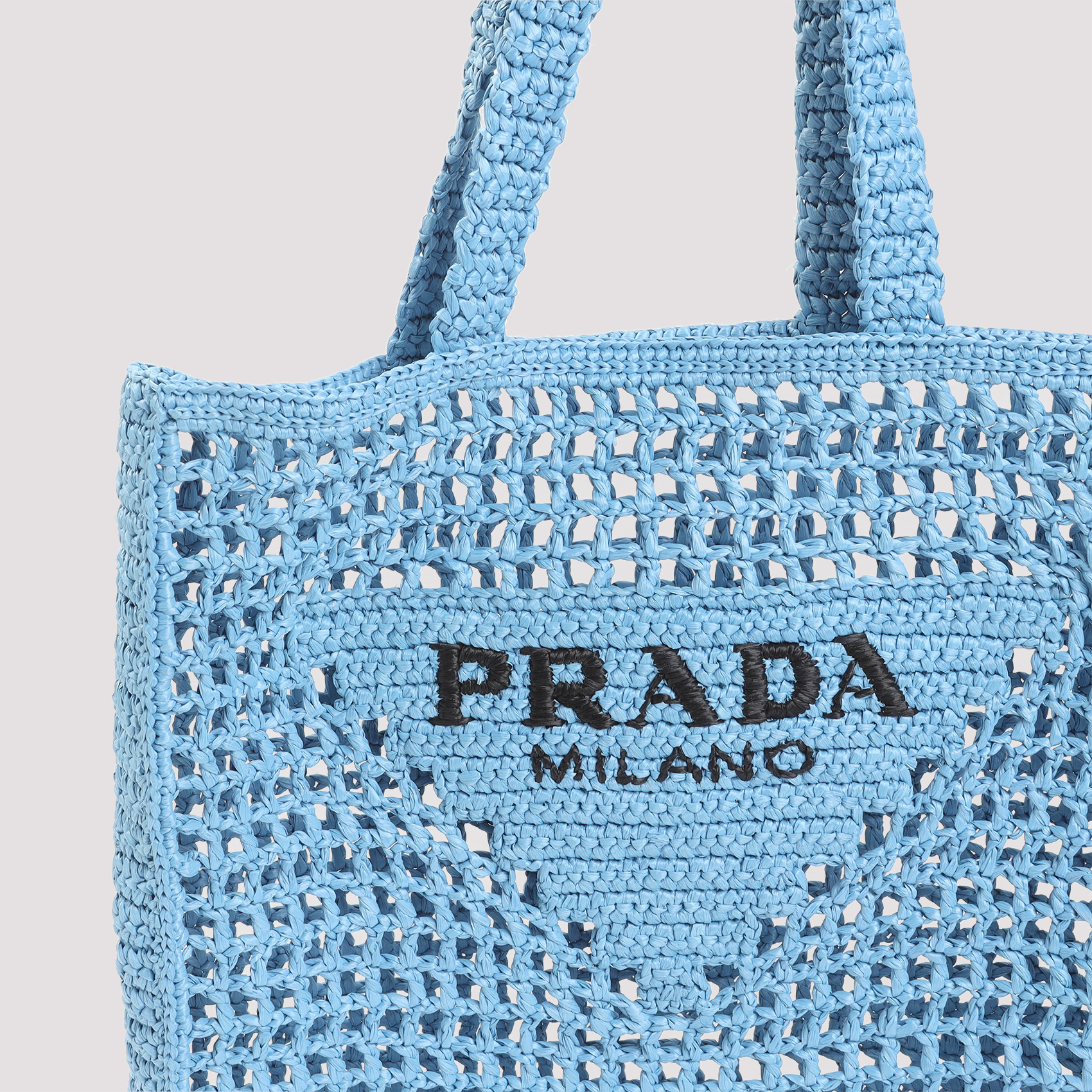 PRADA PRADA LOGO EMBROIDERED OPEN TOP TOTE BAG