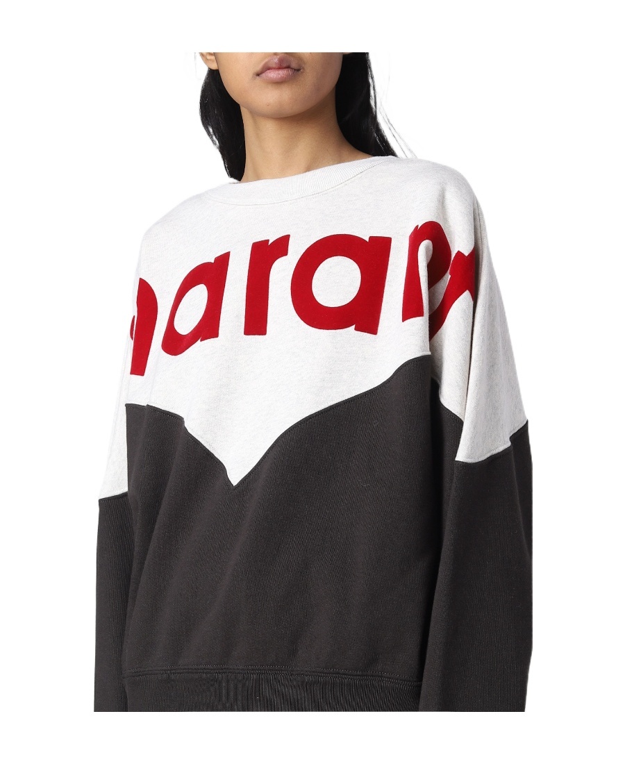 Isabel Marant Two-tone Logo-print Sweatshirt In Black