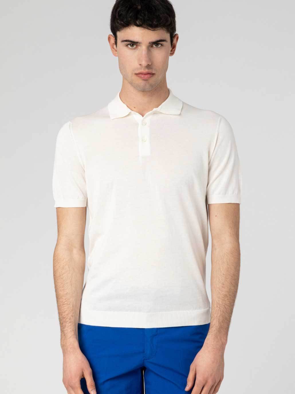 Drumohr Logo Label Jersey Polo In White