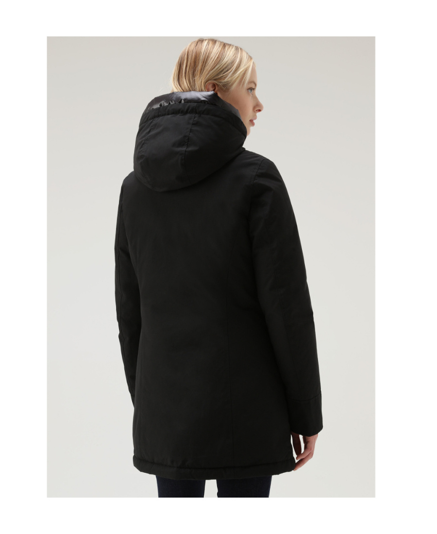 Woolrich Artic Parka Jacket Woman Puffer Midnight Blue Size L Cotton In Black