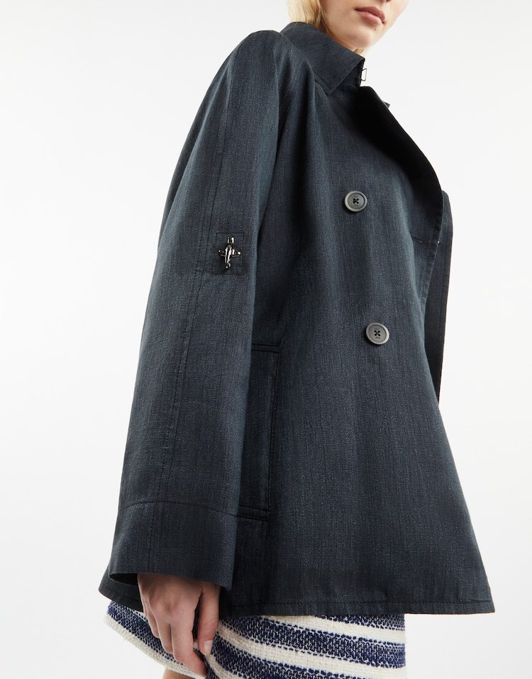 Fay Double-breasted Short Windbreaker In Black