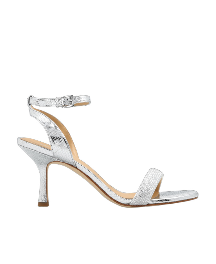Shop Michael Michael Kors Carrie 75mm Rhinestone-embellished Sandals In White