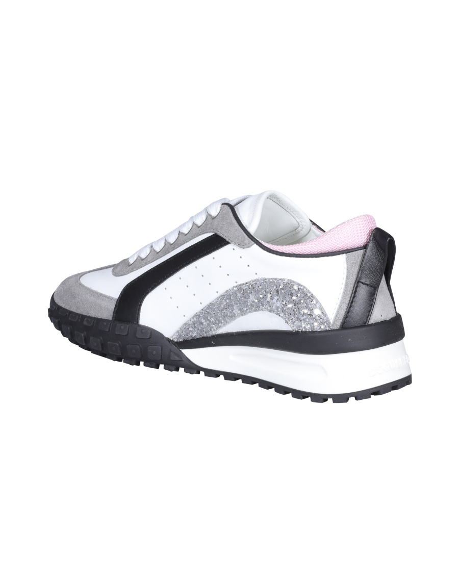 Dsquared2 White And Dark Grey Legend Sneakers With Pink Detail In Gray