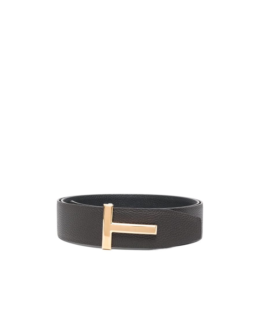 Tom Ford Ridge T Leather Belt In Black