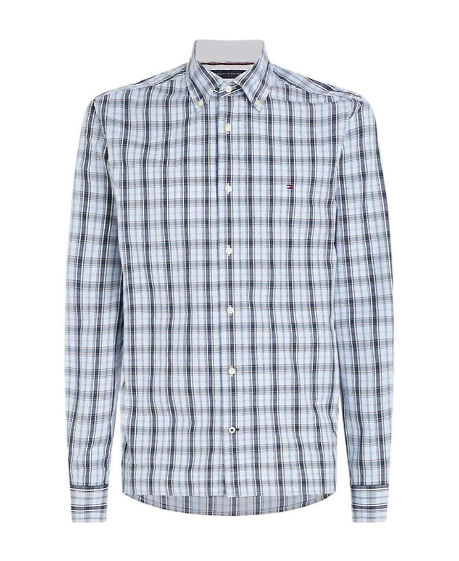 Tommy Hilfiger Lapel Long-sleeved Shirt In Blue