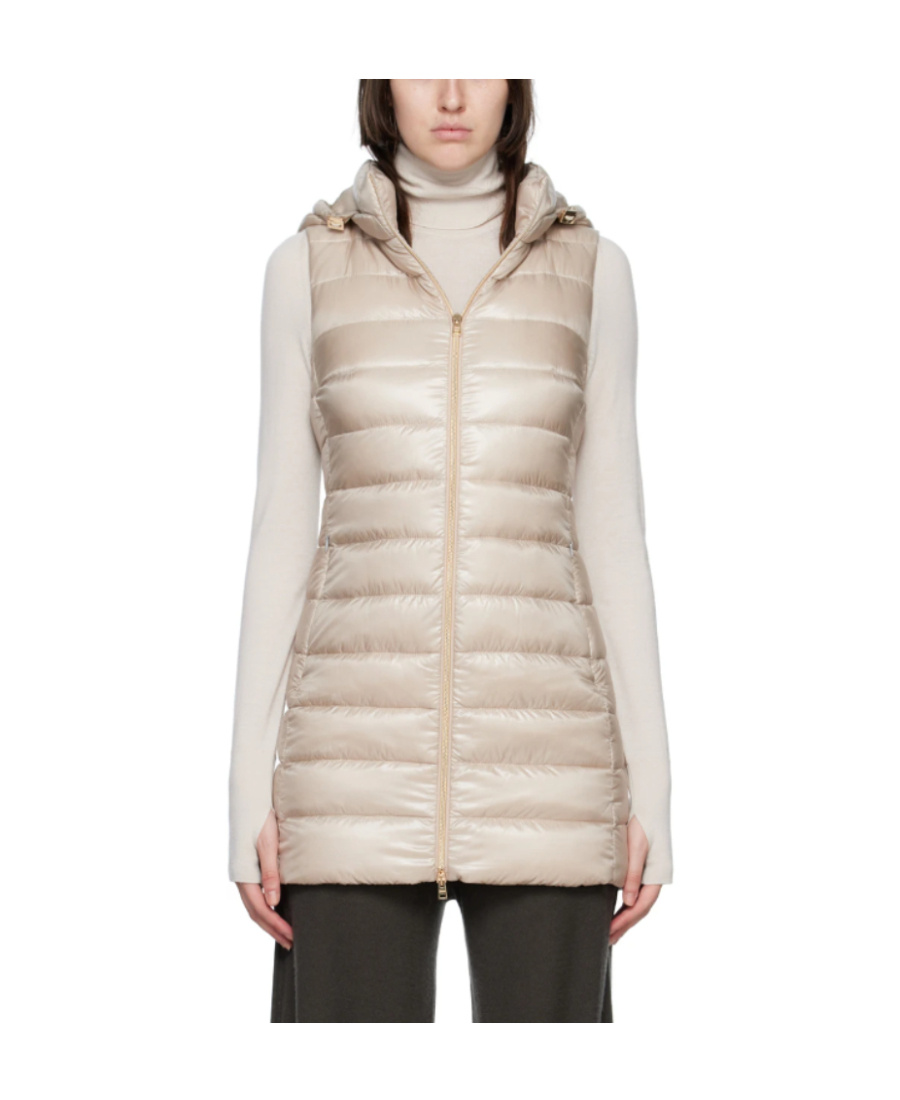 Herno Lightweight Longline Hooded Sleeveless Jacket In White