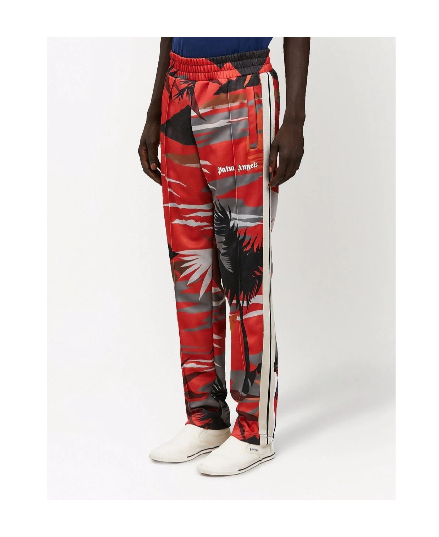 Palm Angels Printed Casual Pants In Red