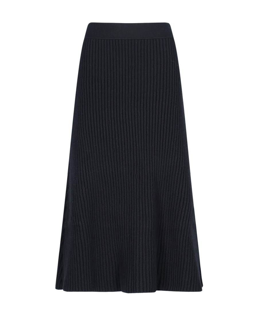 Shop Bottega Veneta Ribbed A-line Skirt In Black